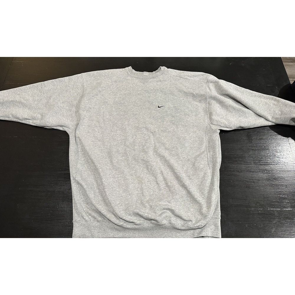 VTG NIKE Swoosh‎ Embroidered Logo Sweatshirt Gray X-Large Length+4 Made In USA